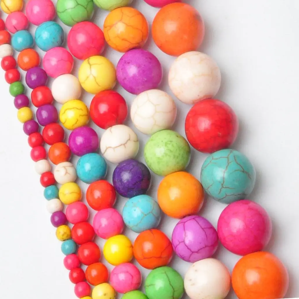 

Hot Sale Round Colorful Jewelry Making 4-14mm Spacer Loose Beads Natural Turquoise Gemstone New Wholesale