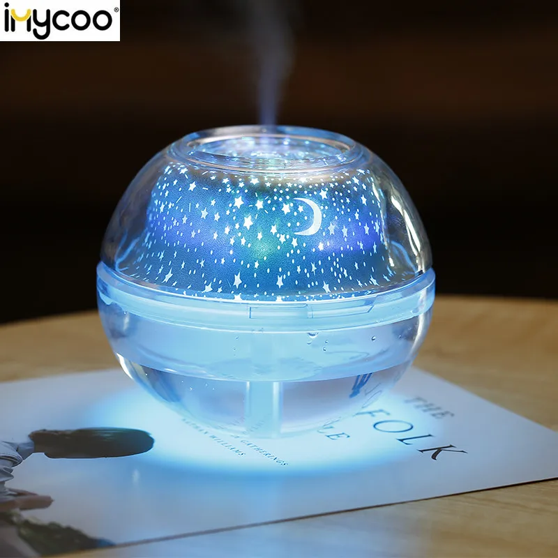 

IMYCOO 500ml Air Humidifier USB LED Crystal Night Lamp Projector Essential Oil Diffuser Ultrasonic Mist Maker Creative Gift