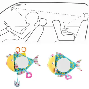 

Wide View Rear Adjustable Baby Car Back Seat Mirror Kids Useful Cute Fish Plush Safety View Monitor Headrest Mount For Baby