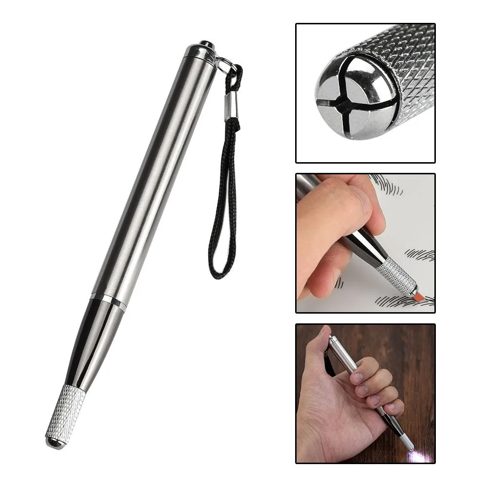 Permanent LED Manual Eyebrow Tattoo Pen with 5pcs Micro Needles Roller