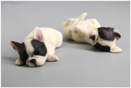 Resin MINI look up French Bulldog Hand Painted simulation model statue BLACK