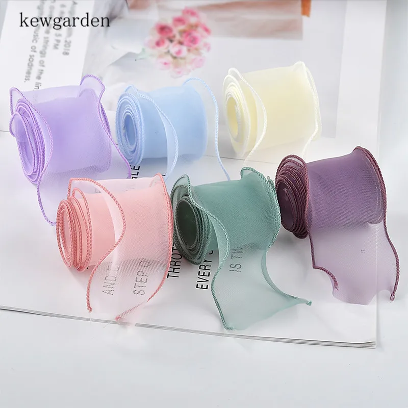 

Kewgarden Handmade Tape About 50-60mm Wavy Edge Voile Ribbons DIY Hairbow Accessories Satin Ribbon Packing Wedding 5 Meters