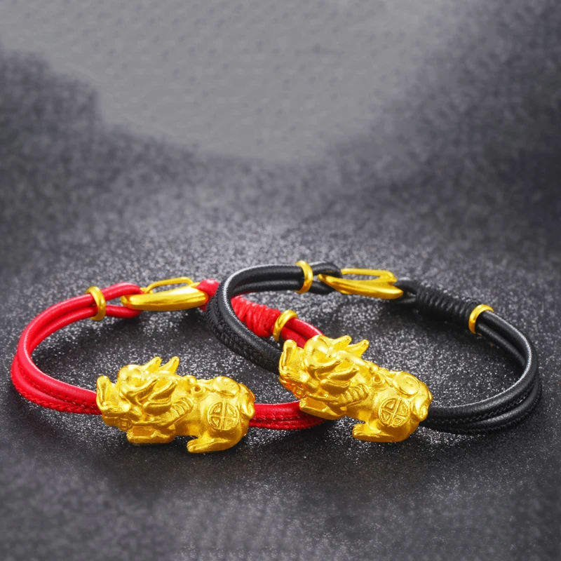 Vietnam Sand Gold Pixiu не выцветает новейшие кожаные браслеты с веревкой дизайнерские