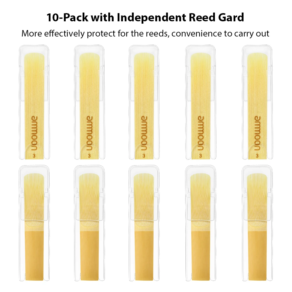 

ammoon Sax Saxophone Reed Woodwind Instrument Parts Accessories Bb Clarinet Traditional Reeds Strength 3.0/2.5 10pcs/ Box