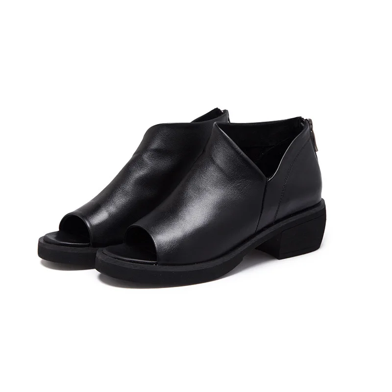 

2019 Summer New Women's Wild Korean Version Of The British Fish Mouth Boots Summer Female Soil Mother With Cold Shoes Tide