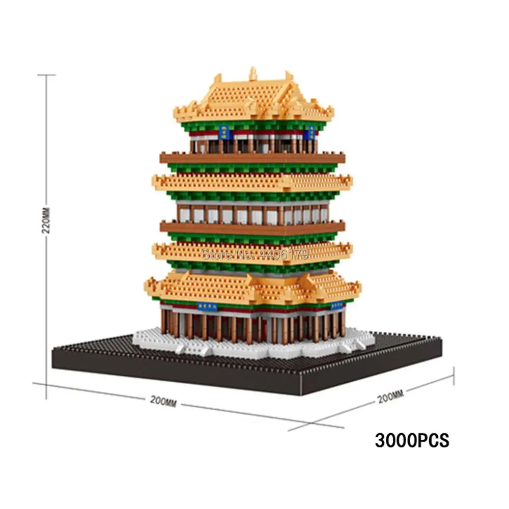 

LegoINGlys creators city Street view ancient China Guanque tower micro diamond building blocks model nanoblock bricks toys gift