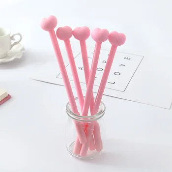 

1PC Pink Colour Loving Heart Shape Gel Pen Lovely Write Tool Cute Stationery For Sweet Girl School Supply