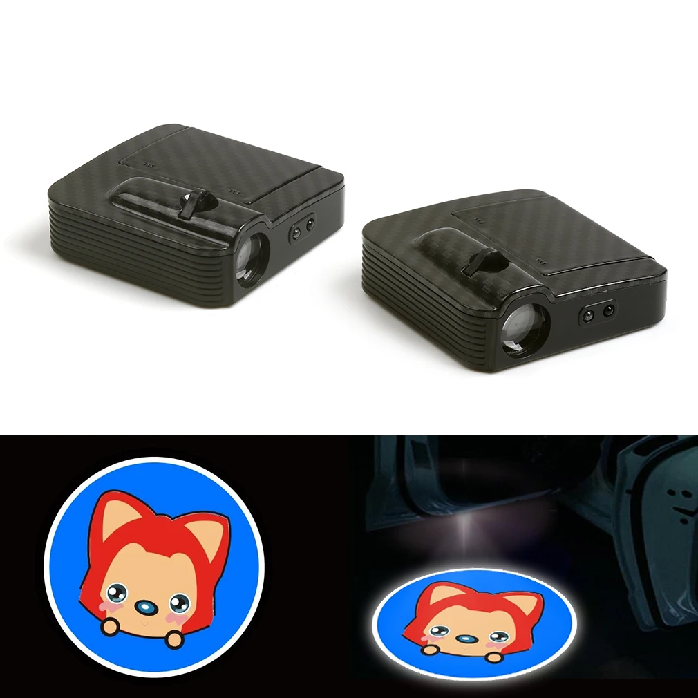 2PCS Wireless Courtesy Welcome Car door Light Logo Shadow Projector cartoon