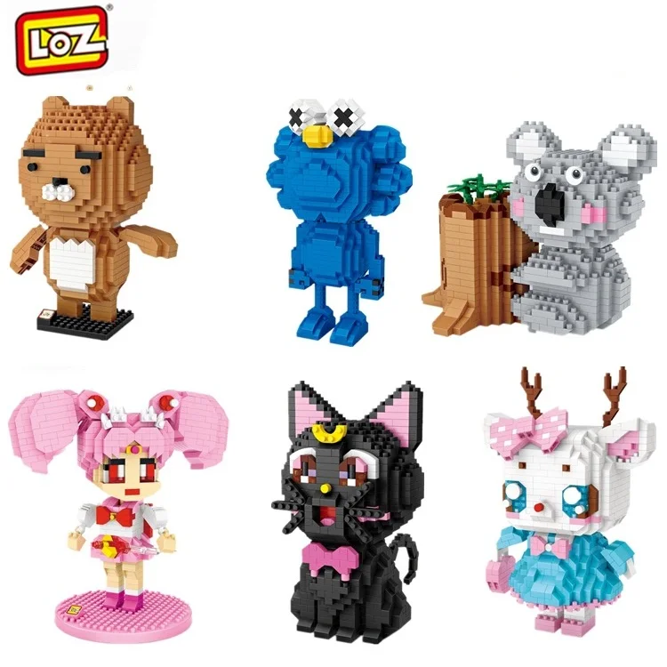 

LOZ Mini Blocks Cartoon KAWS Model Building Bricks for ChildrenToy Koala Kids Anime Unicorn Doll brinquedos Girls Gift 9212