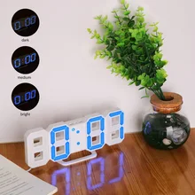 3D светодиодный настенные часы 24/12 часов современные цифровые Дисплей настольные будильники для дома Гостиная офисные Ночная