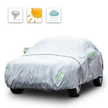 

4.8m 5.3m 170T Folded Car Cover Waterproof Anti UV Folded Full Car Protective Cover Elastic Auto Cover With Reflective Strip