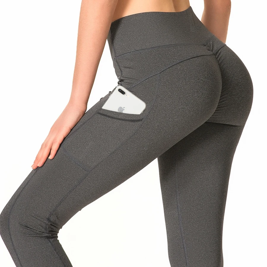 

BINAND Women Solid Slim Side Pocket Sports Yoga Pants Elastic Waist Sweat-wicking Breathable Jogging Fitness Exercise Leggings