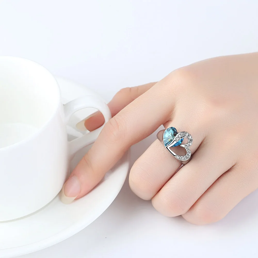 

Zouxiansheng2018 Exquisite Silver Heart-shaped Wedding Rings Zircon Ring For Women Engagement Ring Statement Jewelry Gift