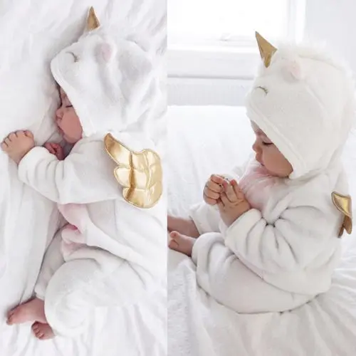 Г., милый комбинезон с капюшоном для новорожденных мальчиков и девочек, зимний костюм с единорогом из мультфильма комбинезон, флисовая одежда для малышей от 0 до 24 месяцев