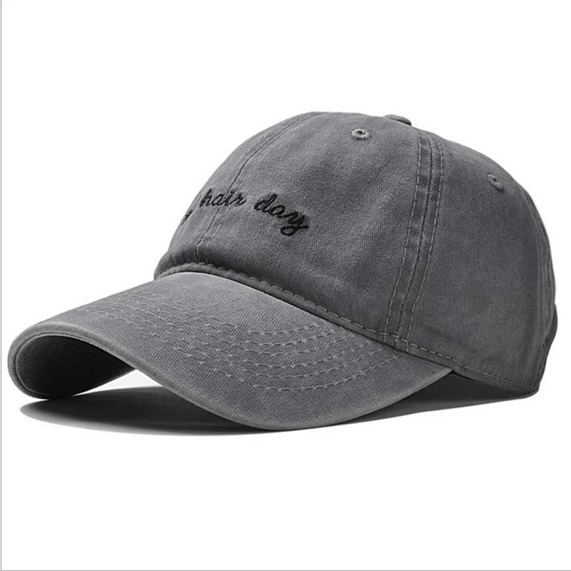 HighQuality Washed Cotton Bad Hair Day Adjustable Solid Color Baseball Cap Unisex Couple Cap Fashion Dad HAT Snapback Cap 2