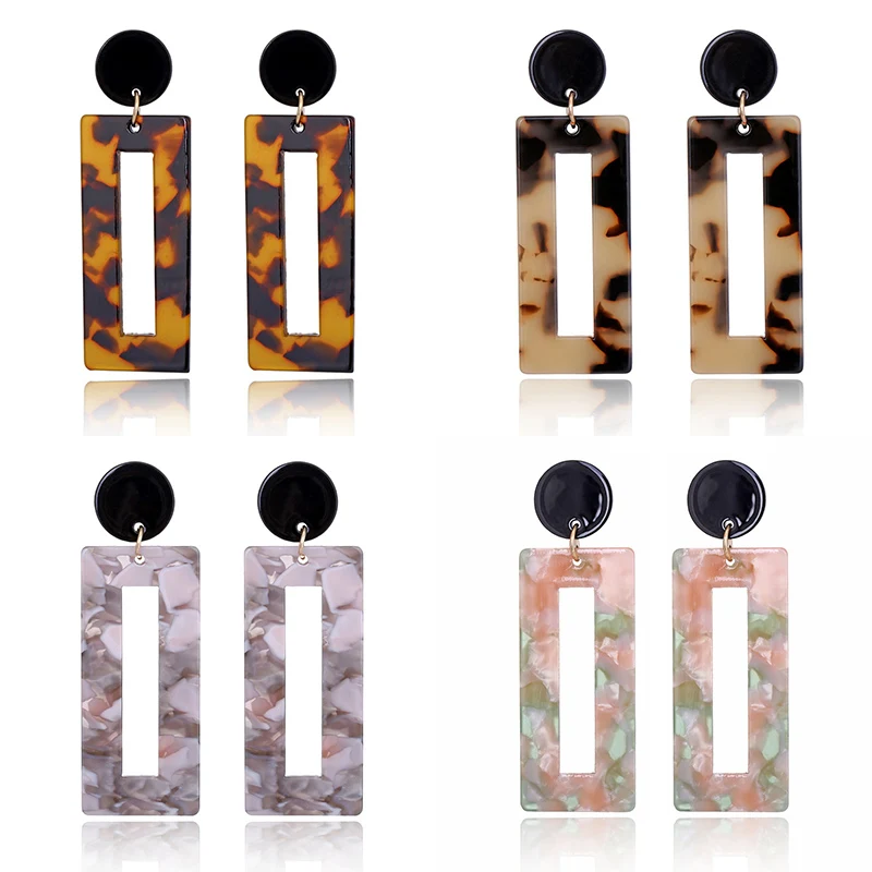 

Hot 2018 Acrylic Resin Square Leopard Drop Earring For women Pendant Fashion Jewelry Gift pendientes mujeres