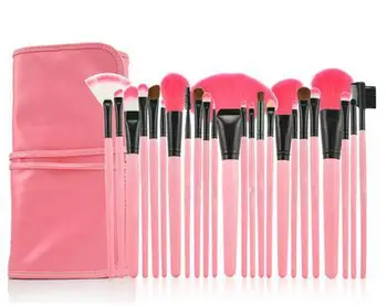 

100sets Pink Wooden Makeup Brushes Set Natural Professional Brushes of High Quality With Portable PU Bag (24 pcs/set)