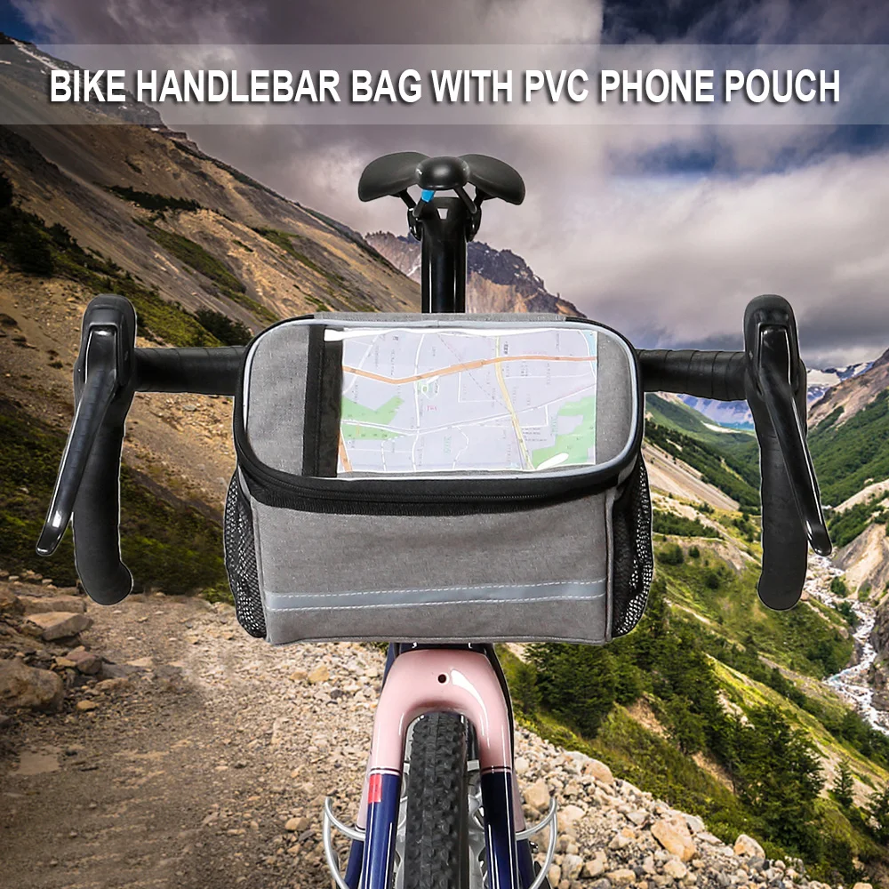 Bike Front Bag Bicycle Cycling Phone Holder Bag Front Pannier MTB Road Bike Commuter Bike Handlebar Bike Cooler Bag