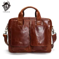 Таурены натуральная кожа сумка Для мужчин Курьерские сумки Briescase Бизнес Для мужчин сумка Высокое качество 2019 сумка через плечо Для мужчин