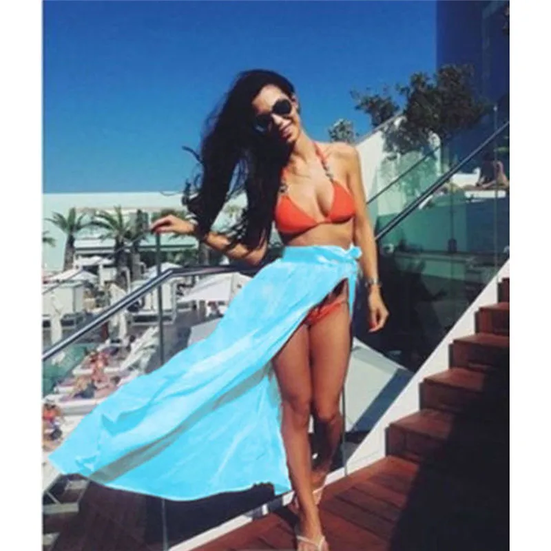Women New Summer Chiffon Swimwear Sheer Bikini Set Ladies Cover Up Beach Maxi Side Slit Wrap Skirt Sarong Skiets Fashion Female Women New Summer Chiffon Swimwear Sheer Bikini Set Ladies Cover Up Beach Maxi Side Slit Wrap Skirt Sarong Skiets Fashion Female