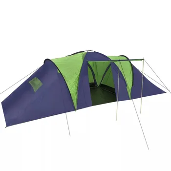 

VidaXL Camping Tent Blue & Green Accommodate Up To 9 People Outdoor Waterproof Camping Hiking Tent Waterproof Large Family Tents