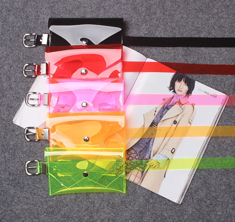 

GETSRING Women Belt Bags Waist Bag WBelt Pack Candy Color Transparent Fashion Mobile Pvc Envelope Travel Wallet PVC All Match