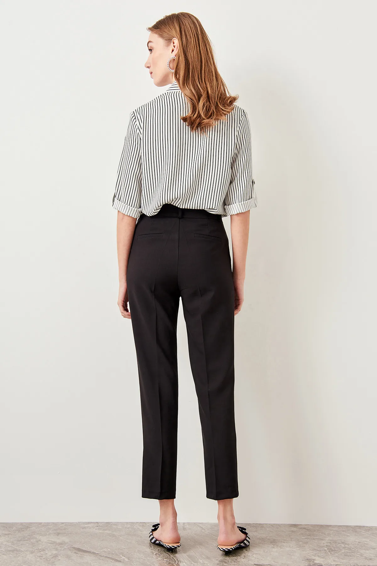 Trendyol базовые черные формальные брюки/офисные женские брюки TWOSS19ST0038