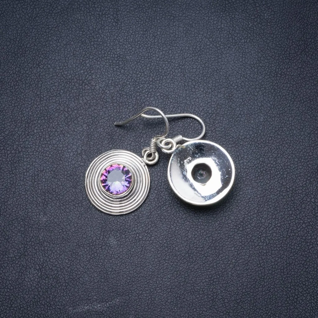 

Natural Mystical Topaz Handmade Unique 925 Sterling Silver Earrings 1.25" Y1573