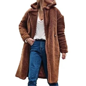 

New 2019 Elegant Faux Fur Coat Women Winter Warm Soft Fur Jacket Female Plush Overcoat Casual Outerwear