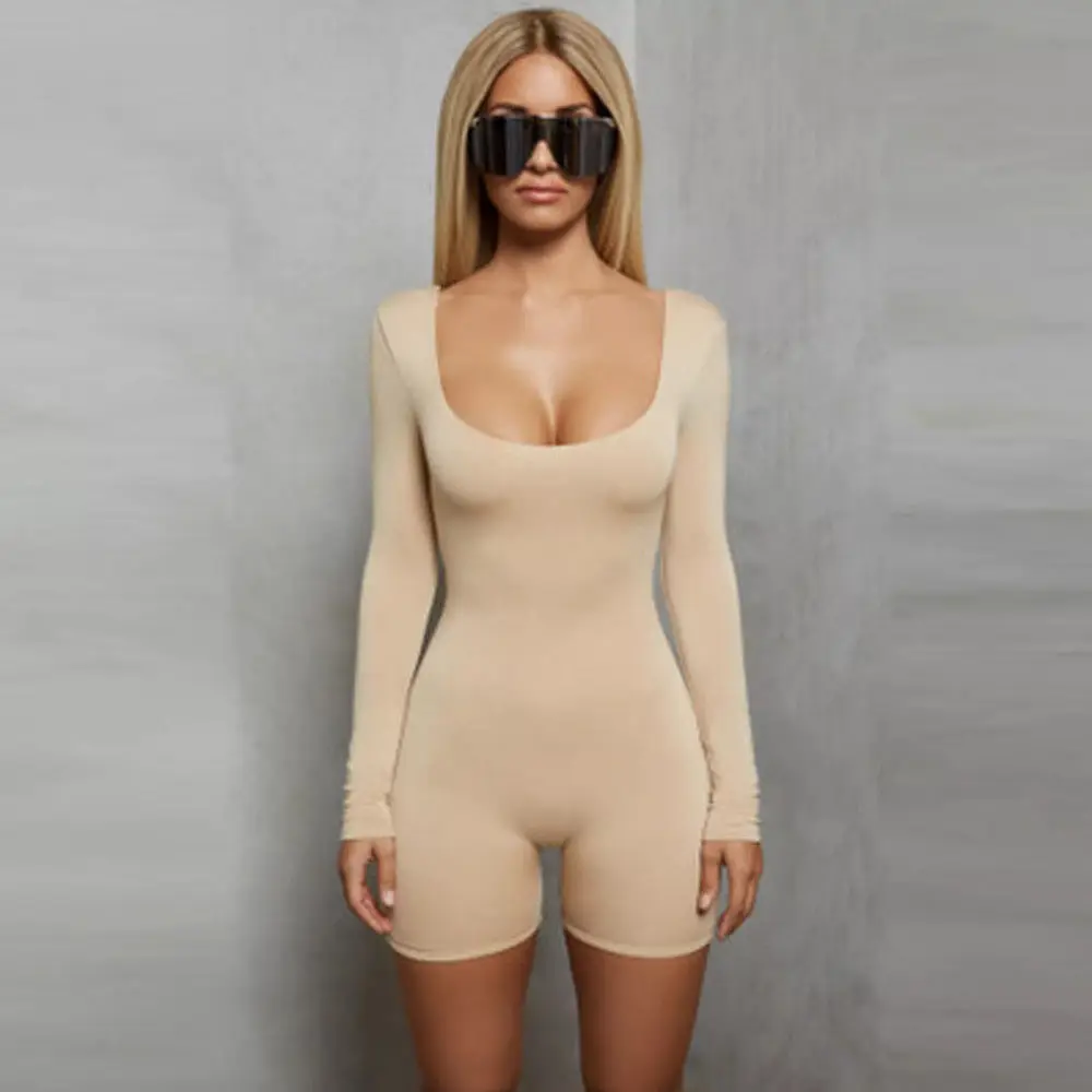 

UK Womens Long Sleeve Bodysuit Stretch Ladies Leotard Body Tops Jumpsuit