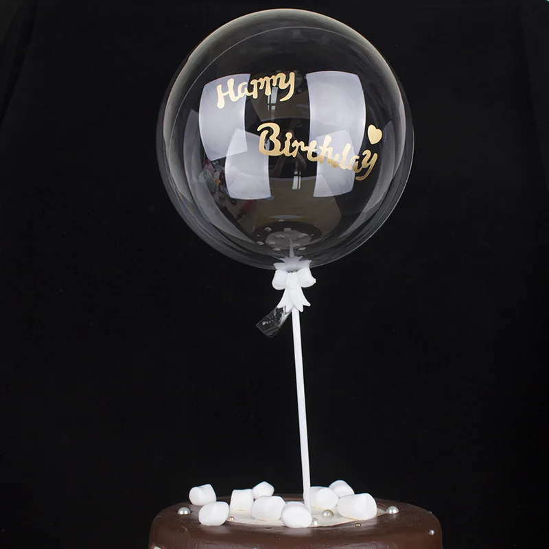 DIY Gold Letter Happy Birthday Clear Helium Balloon PVC Inflatable Air Balloon for Wedding Birthday Party Baby Shower Decoration