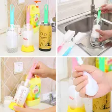 Küche Griff Schwamm Pinsel Flasche Baby Tasse Glas Waschen Reinigung Abnehmbare Reiniger Werkzeug(China)