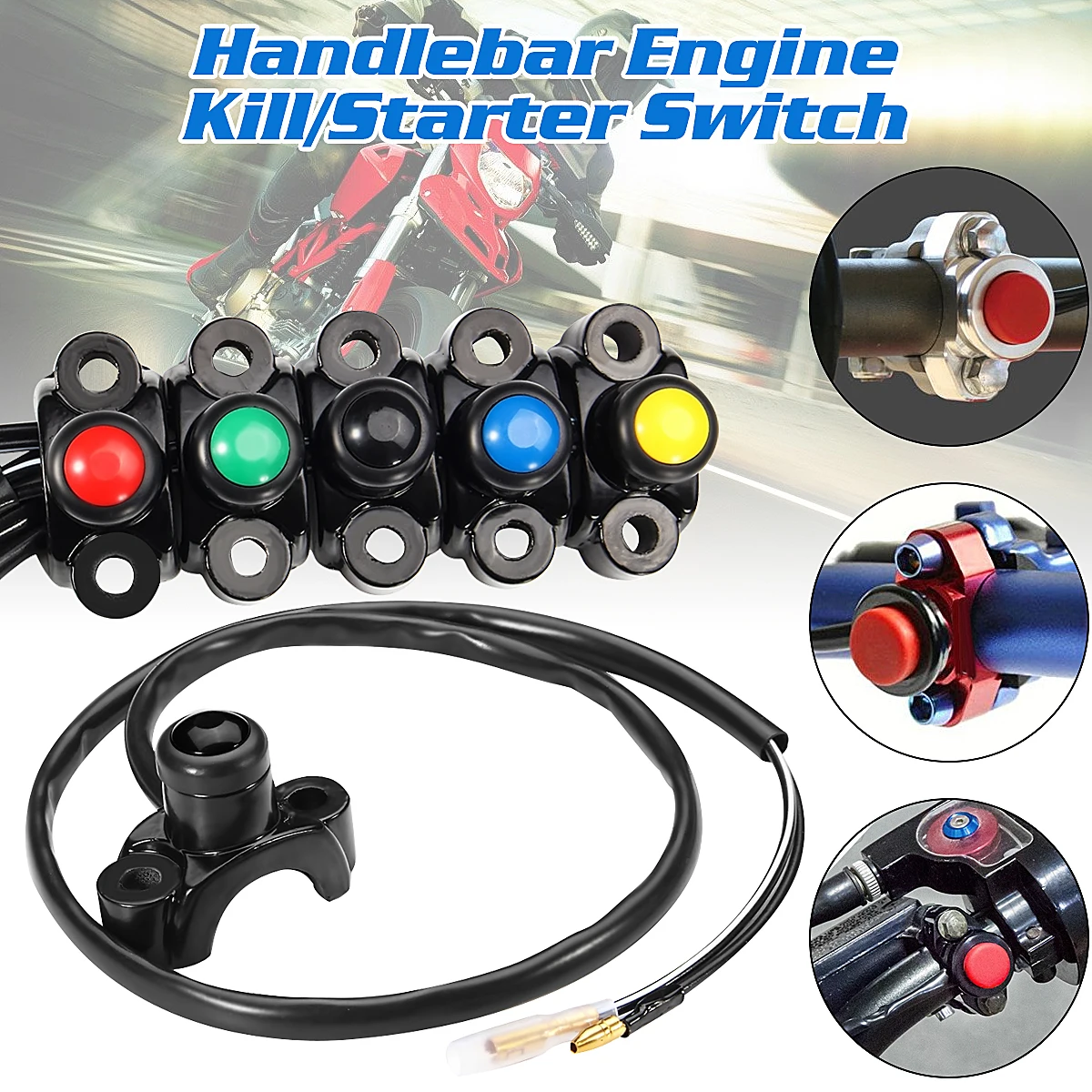 

22mm CNC Universal Motorcycle Dirt Bike Engine Stop Start Kill Switch Button Engine Stop Button