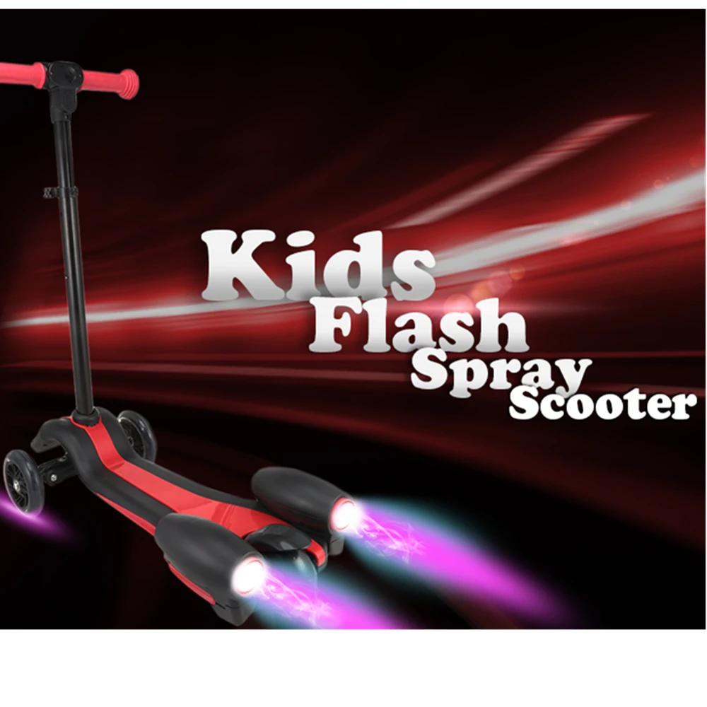 

Creative Kids Flash Spray Children Scooter With Adjustable Handle Adult Children Kick Scooter Foldable Baby Health Toy Sports