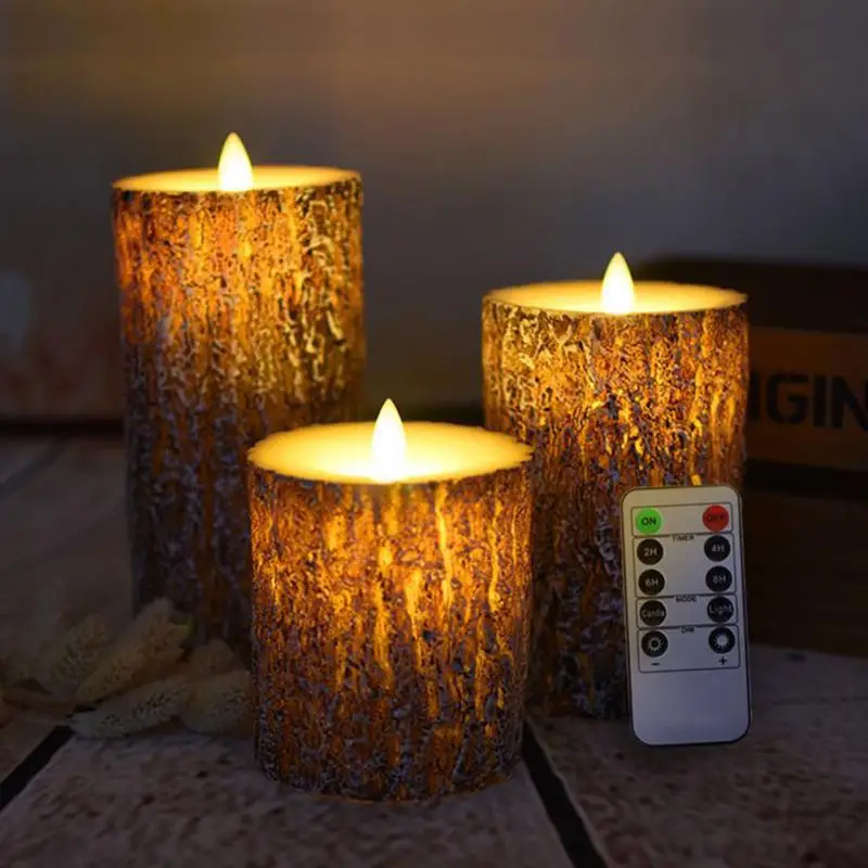 

3pcs LED Candle Lights Battery Powered Remote Control Tree Light Smokeless Party Easter LED Electronic Candles Lighting#027