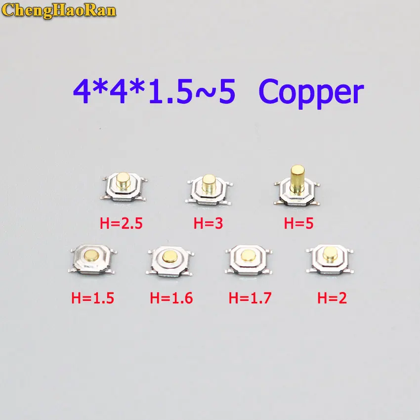 ChengHaoRan 1 шт. LCD коммутатор тактовый переключатель 4X4X1,5 H/1,6/1,7/2/2,5/3/5 медная Кнопка Водонепроницаемый переключатель тактичности дисплей