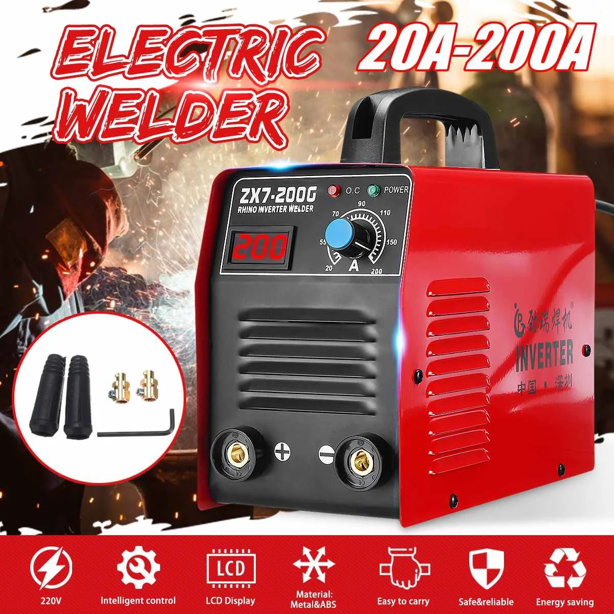 

20-200A 220V 25KVA ZX7-200 Electric IGBT Welder Inverter MMA/ARC Welding Soldering Machine