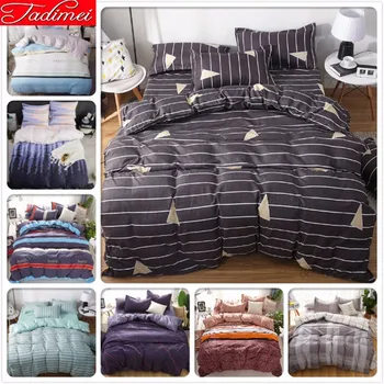 

Grey Stripe Duvet Cover Bedding Set Adult Couple Big Double Queen King Size Quilt Comforer Pillow Case Bedspreads Soft Bed Linen