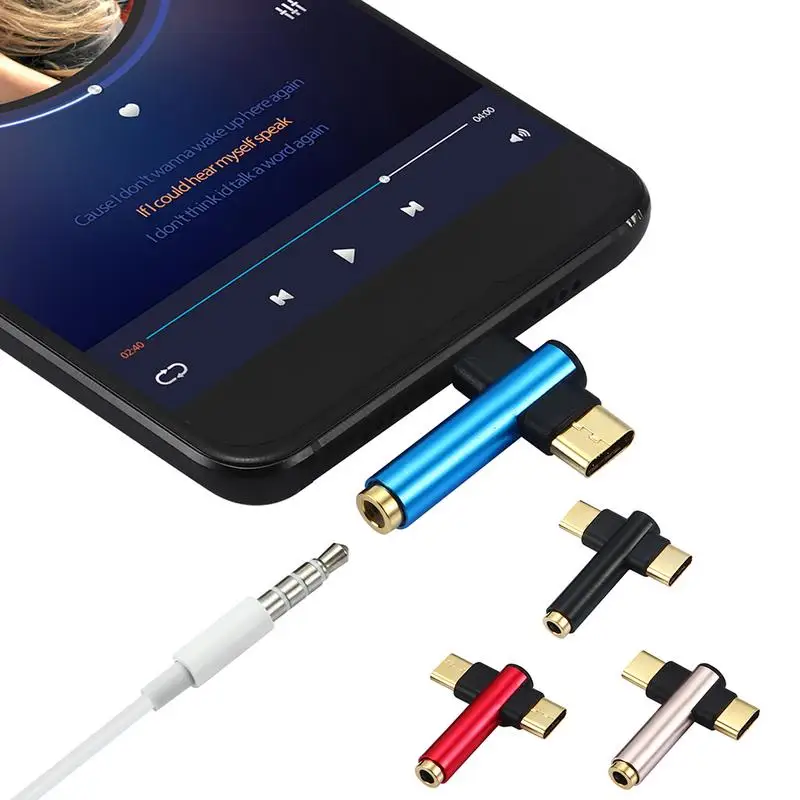 Type c dual jack charging audio adapter for Huawei Xiaomi Android for