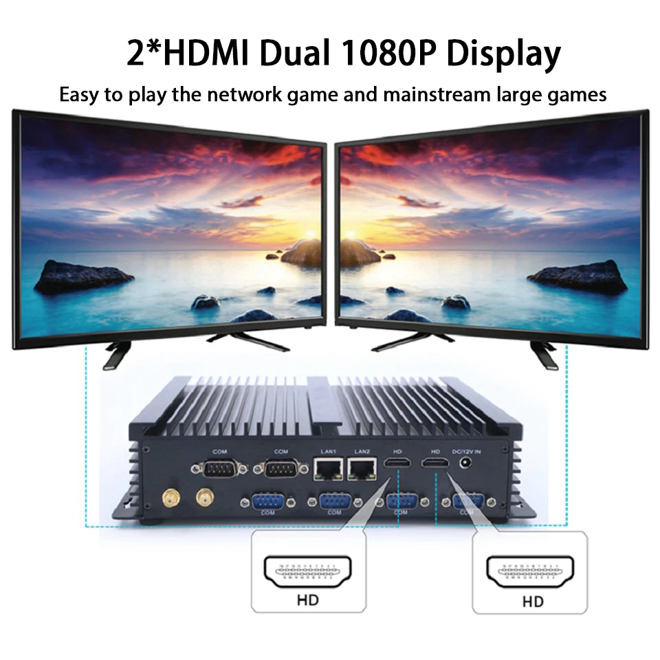 

Fanless Industrial PC,Mini Computer,Windows 10,Intel Core I3 4005U,[HUNSN IM04],(Dual WiFi/2HDMI/4USB2.0/4USB3.0/2LAN/6COM)