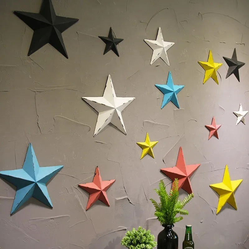

Time Limited Vintage Iron Star Wall Party Decoration 3D Stars Hanging Wall Bar Cafe Backdrop Industrial Decor Habitation New