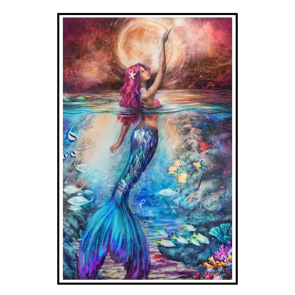 

5D DIY Diamond Painting Painted Cartoon Mermaid Mosaic Embroidery Animal Cross stitch Embroidery Crafts Decoration
