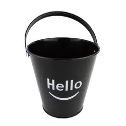 Hello Printed Black Iron Ice Bucket картофель фри маленькое ведро Кофейня Бар специальное