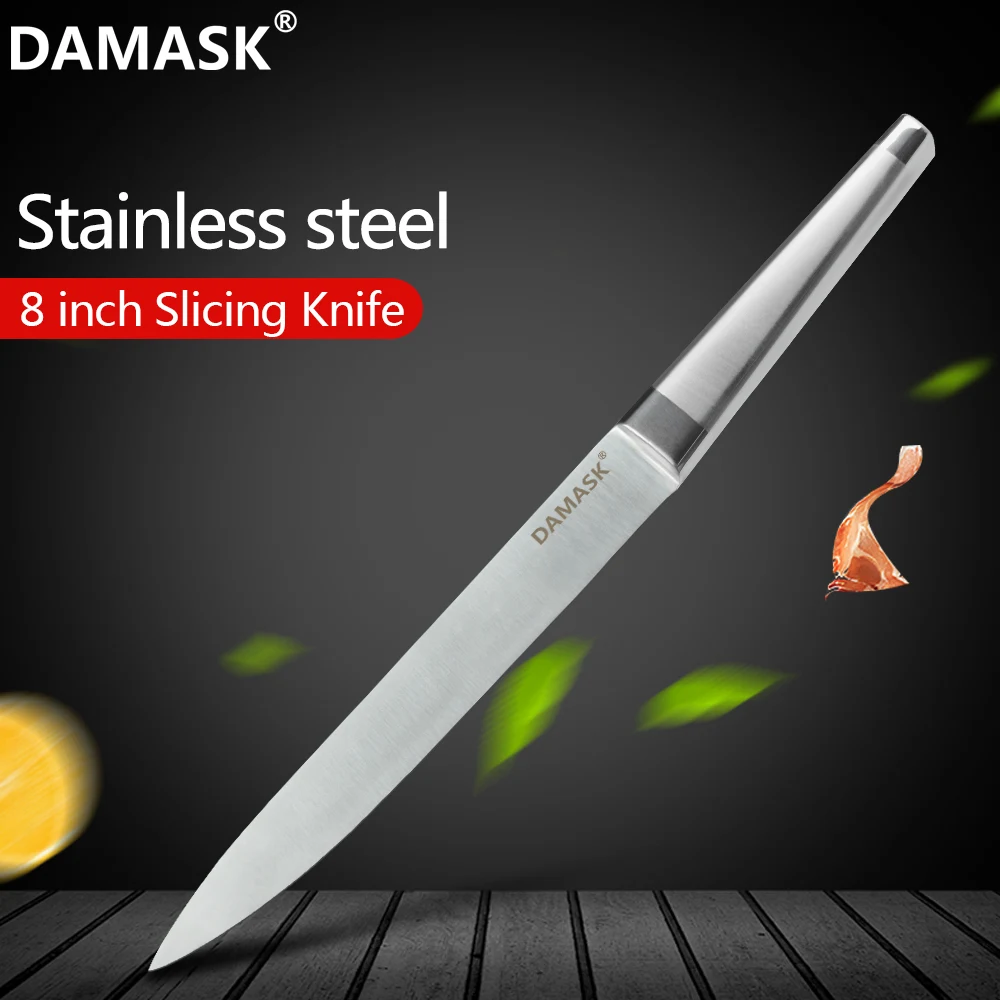 

Damask Slicing Kitchen Knives Seamless Welding 8 Inch Stainless Steel Knife Non Stick Handle Kitchen Cutlery Knife Cooking Tools