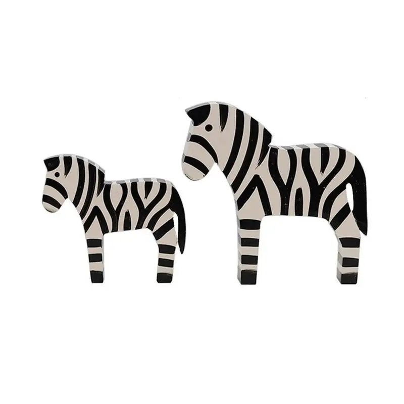 

Creative Cartoon Animal Woodcarving Doll Ornaments In Simple Nordic Style Zebra Home Living Room Decorations