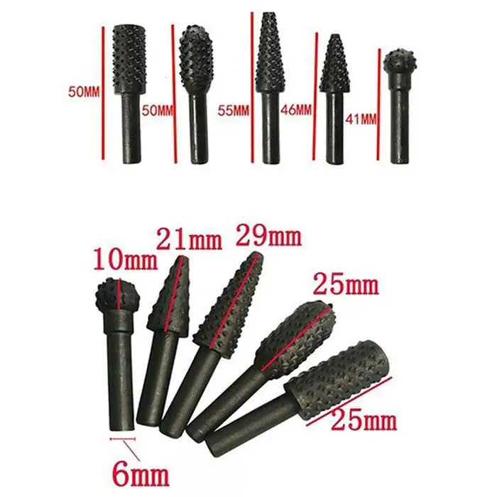 5Pcs Rotary Drill Bits Carbon Steel metal rotary drill bits For Rotary Tool 50-60mm DIY woodworking polished artifact