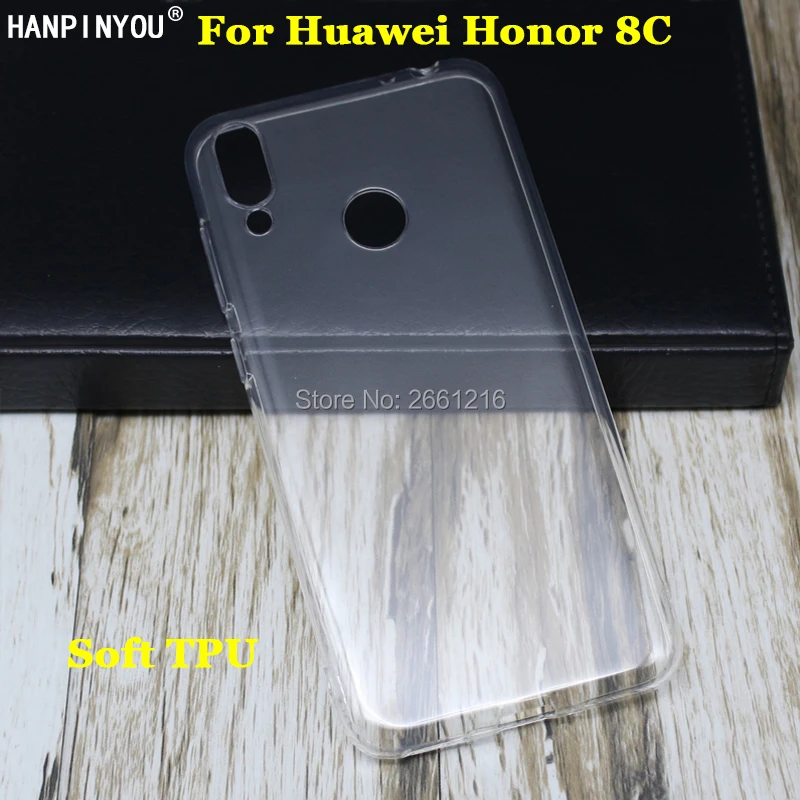 

For Huawei Honor 8C 6.26" Ultra Thin Soft TPU Silicon Gel Transparent Camera Protect Case Back Cover