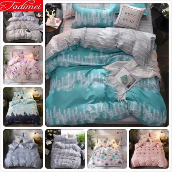 

Green Duvet Cover 3/4 Pcs Bedding Set Adult Child Soft Cotton Bed Linen Single Full Queen King Size Bedlinen 180x220 200x230 Cm