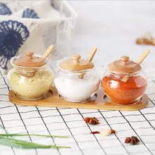 Крышка для бутылки набор емкостей для приправ бамбука бамбуковый поднос приправа соль, перец, сахар Кухня инструмент резервуар для хранения