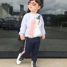 Pudcoco комплект для девочек От 6 месяцев до 5 лет новорожденных с длинным рукавом Единорог Футболка Топы корректирующие Леггинс